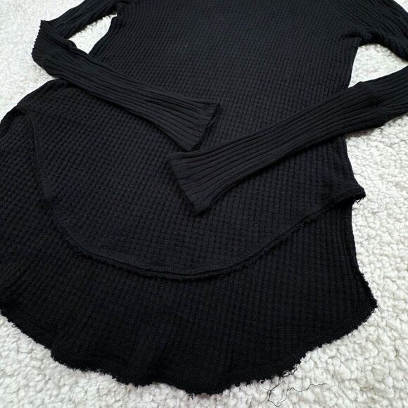 We The Free Waffle Knit Turtleneck Top Black - Picture 6 of 8